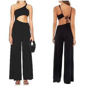 NWT Agua Bendita x Revolve Lucina Eter Jumpsuit in Black Cut Out Waist Sz L